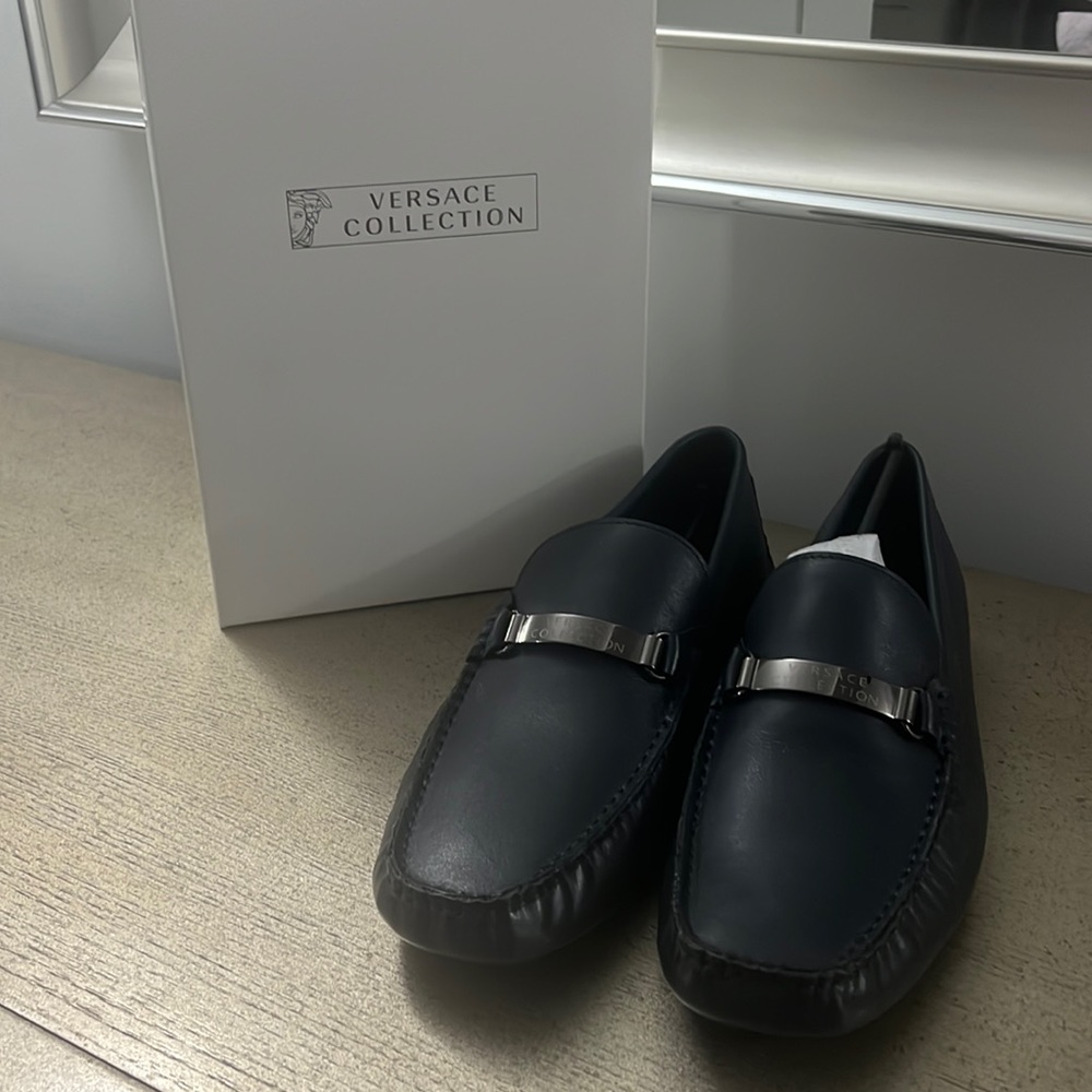 Versace dark blue loafers US men’s 8